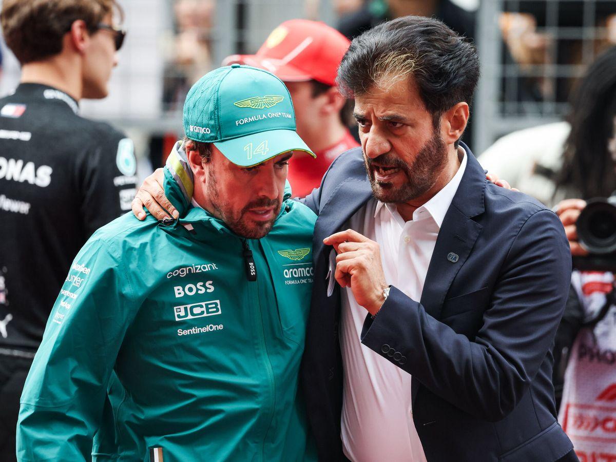 Fernando Alonso con el presidente de la Fia Mohammed Ben Sulaymen